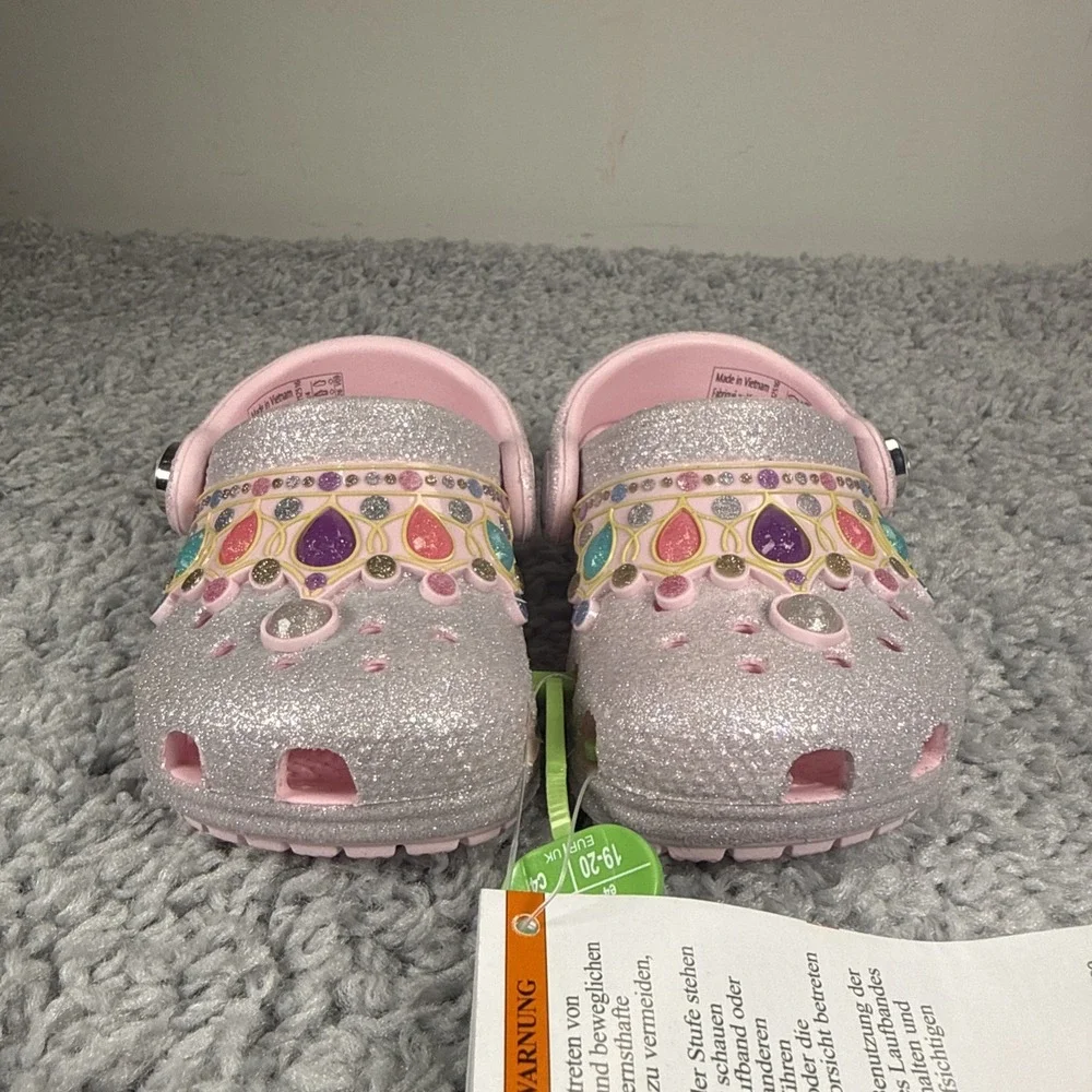 Crocs Classic Princess Clog Toddler Girls Size C4 Pink Glitter 212516-7AJ
